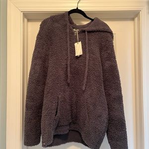 Barefoot Dreams Shearling Hoodie in Slate Blue NWT
